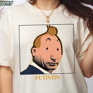 Putintin Parody Cartoon Shirt, Fun Political Meme T-Shirt, Funny Comfort Colors Tee for Men Women, Russian Satirical Humor Gift