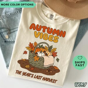 Autumn Vibes Pumpkin Shirt, Retro Harvest Season Tee, Cozy Fall Aesthetic Sweatshirt, Vintage Thanksgiving Basket Graphic, Nature Lover Gift