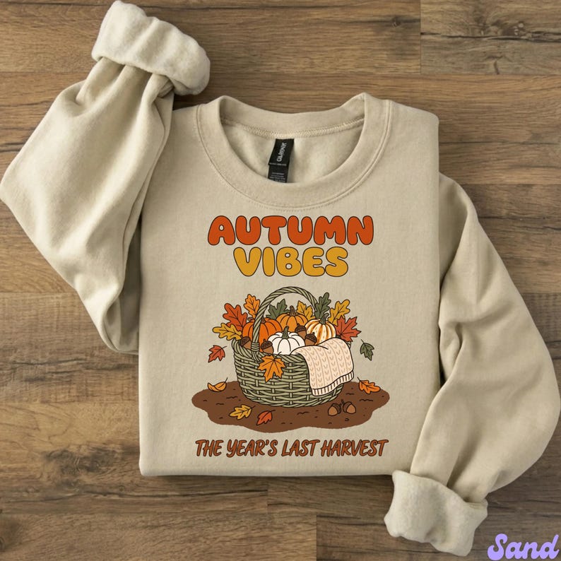 Autumn Vibes Pumpkin Shirt, Retro Harvest Season Tee, Cozy Fall Aesthetic Sweatshirt, Vintage Thanksgiving Basket Graphic, Nature Lover Gift