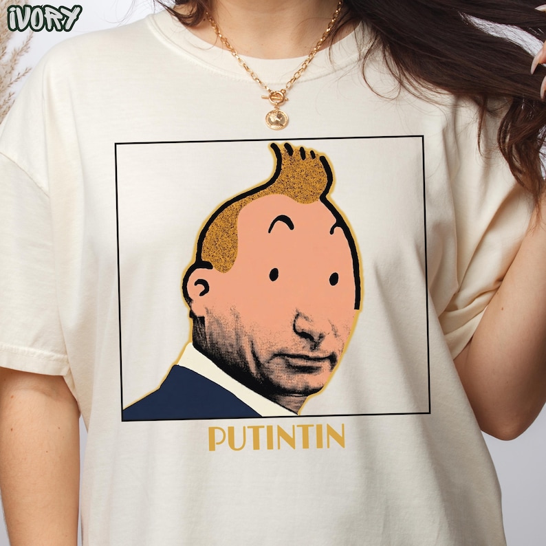 Putintin Parody Cartoon Shirt, Fun Political Meme T-Shirt, Funny Comfort Colors Tee for Men Women, Russian Satirical Humor Gift