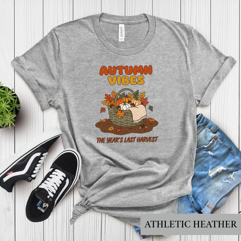 Autumn Vibes Pumpkin Shirt, Retro Harvest Season Tee, Cozy Fall Aesthetic Sweatshirt, Vintage Thanksgiving Basket Graphic, Nature Lover Gift