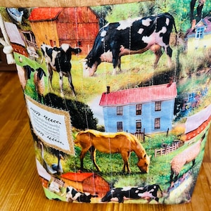 Farm Animal Knitting Bag: Drawstring Project Bag