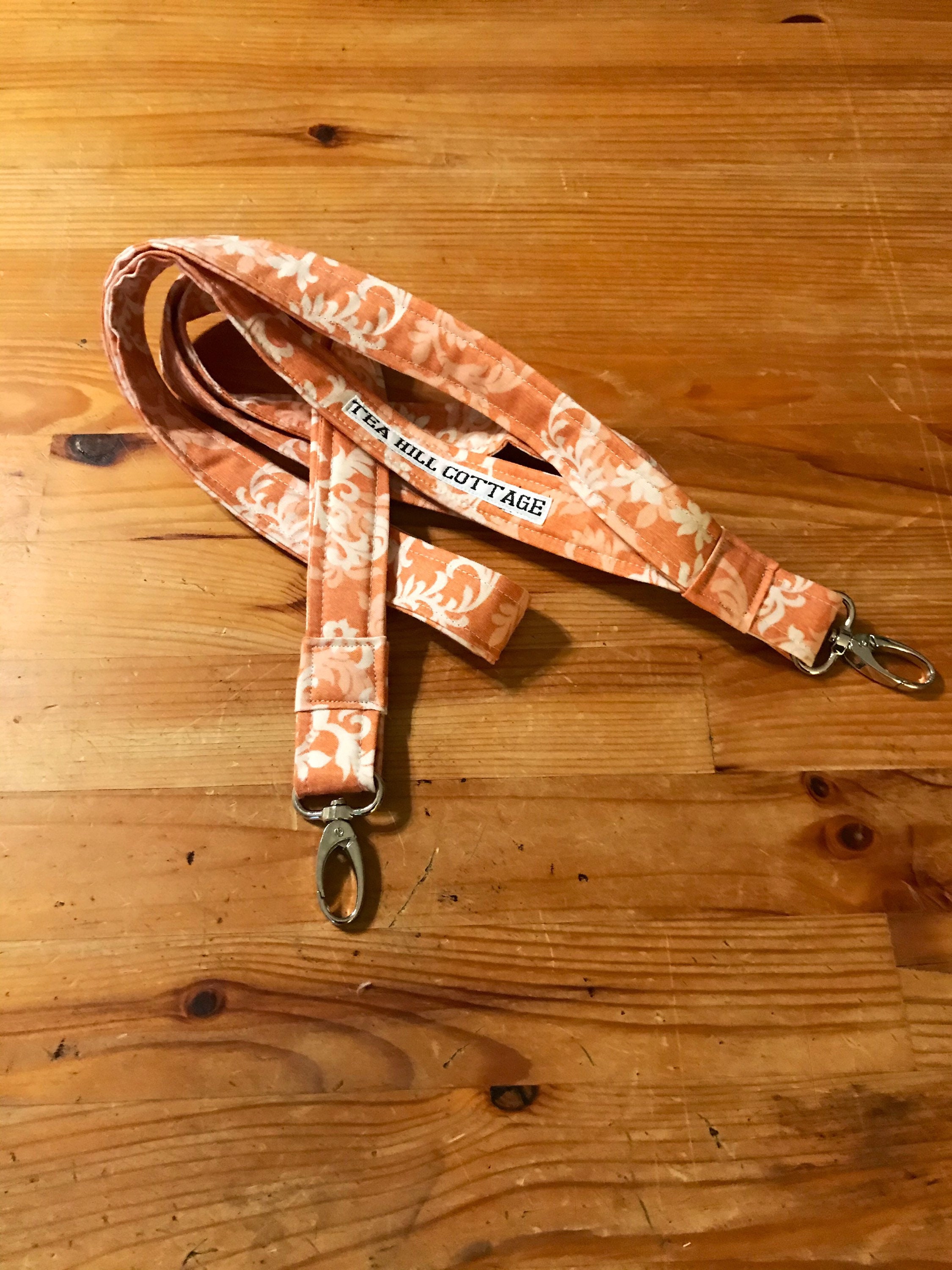 Orange floral lanyard teacher lanyard feminine lanyard Etsy