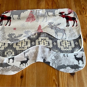Baby burp cloths, set of three burp cloths, forest animals