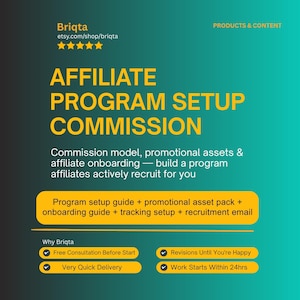 Affiliate Marketing Program Setup, Commission Structure, Assets, Onboarding Guide, Referral System, Partner Portal, Tracking