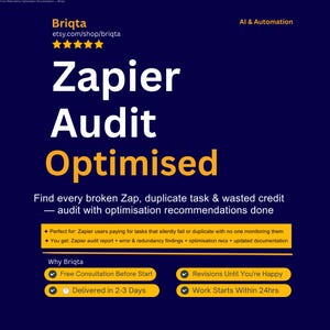 Zapier Workflow Audit, Automation Optimization, Zap Error Analysis, Redundancy Report, Task Usage Review, Integration Health Check
