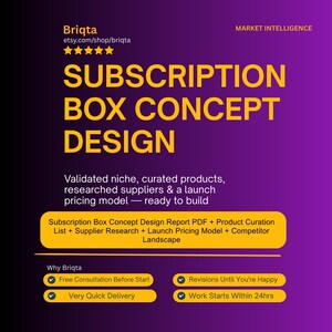 Subscription Box Concept Design, Niche Validation, Product Curation, Supplier Research, Launch Price Model