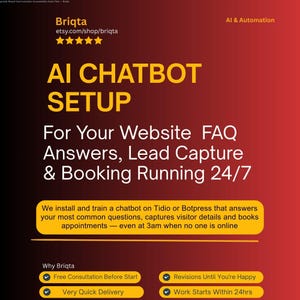 AI Chatbot Setup, Tidio Botpress Training, FAQ Lead Capture Booking Bot, Customer Service Automation, Live Chat Integration