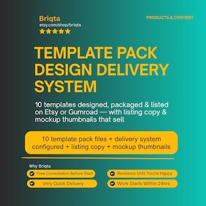 Template Pack Design, 10 Custom Templates for Etsy Gumroad, Listing Copy Included, Digital Product Creation Service