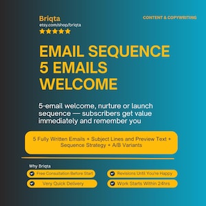 Email Newsletter Sequence, 5 Emails Written by AI, Welcome Nurture Launch Series, Professional Copywriting Service