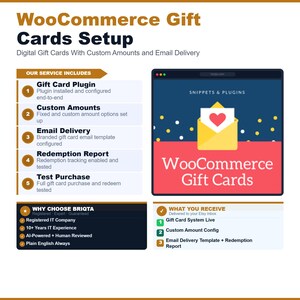 WooCommerce Gift Cards Setup, Digital Gift Cards With Custom Amounts, Email Delivery, WordPress eCommerce Store Configuration