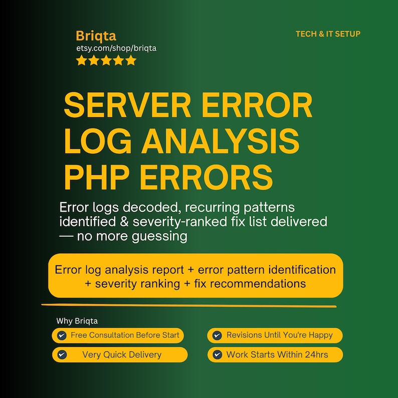 Server Error Log Analysis Report, Error Log Review, Recurring Issue Detection, Priority Fix Recommendations
