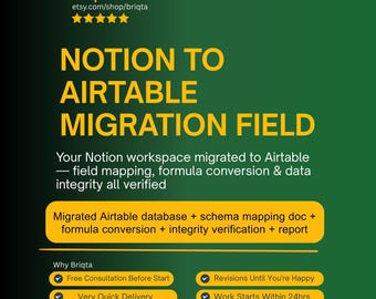 Notion to Airtable Migration, Database Transfer Service, Field Mapping Data Integrity Check, Workspace Migration Expert