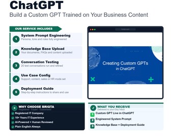 Custom GPT Creation, ChatGPT AI Assistant, Build Custom  Trained on Your Business, AI Chatbot Development, OpenAI GPt Builder