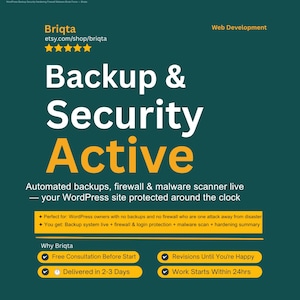 Website Backup Security Hardening, Automated Backups Firewall, Malware Scanner Login Protection, WordPress Security