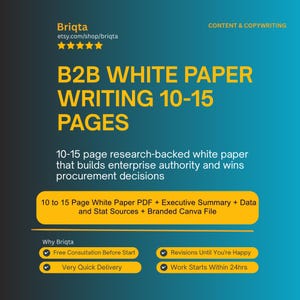 AI White Paper Writing Service, B2B Professional Research Report, Branded PDF Design, 10-15 Pages, Data-Driven Content Marketing