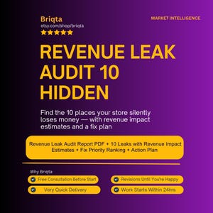 Revenue Leak Audit, Ecommerce Pricing Checkout Audit, Sales Funnel Analysis, Conversion Rate Optimization, Online Store Revenue Report