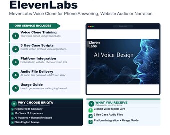 ElevenLabs Voice AI Clone Setup, Phone System Integration, Website Audio, Professional Narration Voice Cloning Service