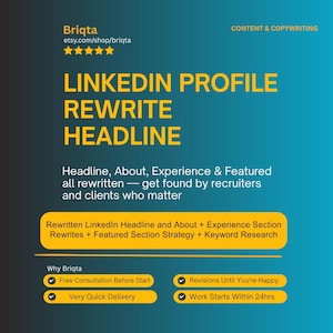 LinkedIn Profile Rewrite, Headline About Experience Featured Section, Professional Summary, Visibility Optimization, Career Branding