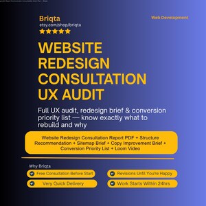 Website Redesign Consultation Report, Full UX Audit, Conversion Analysis, Redesign Brief, Structure Recommendations