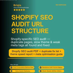 Shopify Store SEO Audit, Speed Analysis, Duplicate Content Check, Meta Tags Review, URL Structure Report, Ecommerce Optimization