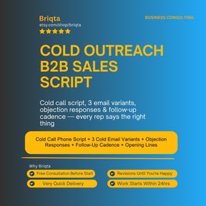 Cold Outreach B2B Sales Script, Phone and Email Script, Opener Value Prop Close, Sales Copy, Outbound Sales Template