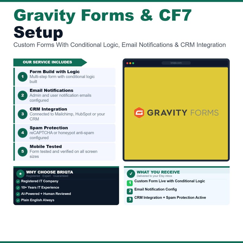 Gravity Forms Setup, CF7 Custom Forms, Conditional Logic, Email Notifications, CRM Integration, WordPress Form Builder image 1