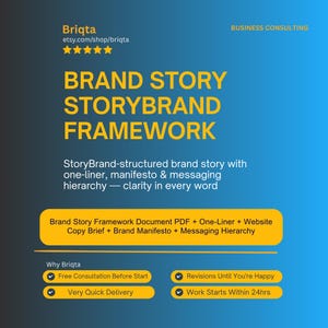 Brand Story Framework, StoryBrand Messaging Document, Brand One-Liner, Mission Manifesto, Business Narrative Strategy