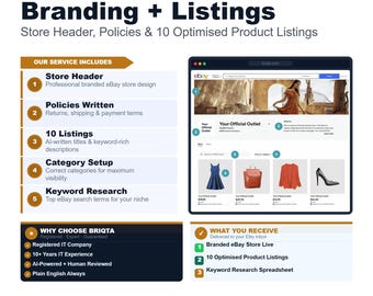 eBay Store Branding, Custom Header, Shop Policies, 10 Optimised Product Listings, Professional eBay Store Setup Service