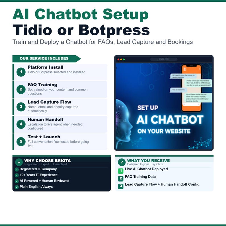 ai-chatbot-setup-tidio-botpress-training-faq-lead-capture-booking-bot