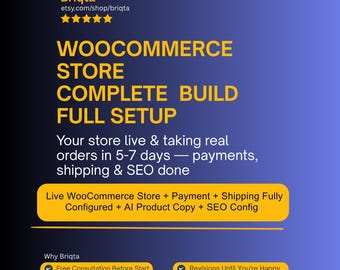 Complete WooCommerce Store Setup, Full Build Products Payments Shipping Tax SEO, WordPress Ecommerce Website Development