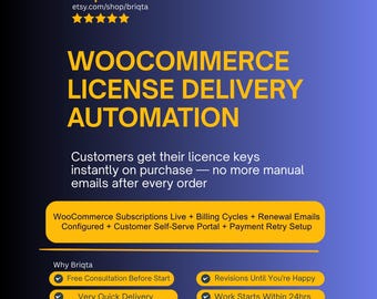 WooCommerce License Delivery Automation, Digital Product Auto Delivery, Software License Key System, Instant Download Setup