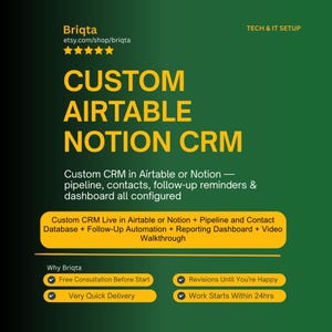 Custom Airtable CRM Build, Notion CRM Database, Sales Pipeline Tracker, Contact Management System, Client Database Setup