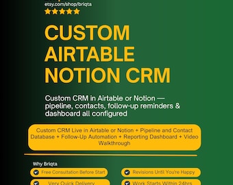 Custom Airtable CRM Build, Notion CRM Database, Sales Pipeline Tracker, Contact Management System, Client Database Setup