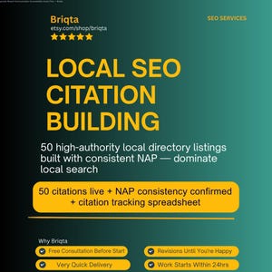 Local SEO Citation Building, 50 High Authority Directory Submissions, NAP Consistency, Business Listing Service