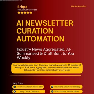AI Newsletter Curation System, Automated Industry News Summarizing, Custom Content Drafting for Business