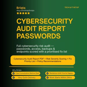 Cybersecurity Audit Report, Security Risk Assessment, Password Access Backup Endpoint Analysis, Business Security Checklist
