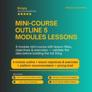 5-Module Mini-Course Outline, Lesson Titles, Learning Objectives, Exercises, Platform Recommendation for Online Education
