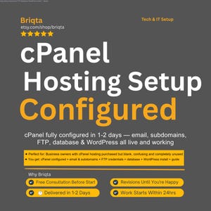 cPanel Email Hosting Setup, WordPress Install, Database FTP Subdomain Configuration, Professional Server Management