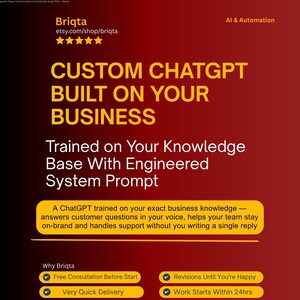 Custom GPT Creation, ChatGPT AI Assistant, Build Custom  Trained on Your Business, AI Chatbot Development, OpenAI GPt Builder