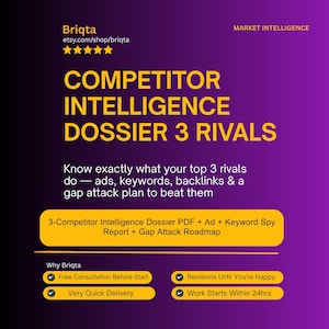 Competitor Intelligence Dossier, Deep Research 3 Rivals, Ads Keywords Backlinks Analysis, Gap Attack Plan, SEO Strategy Report