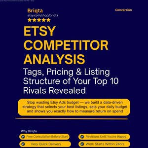 Etsy SEO Competitor Analysis, Top 10 Shops Audit, Tags Pricing Listing Structure Review, Etsy Store Research Report