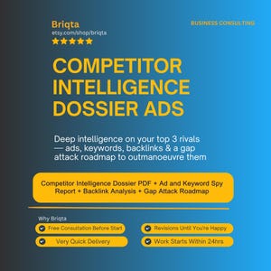 Competitor Intelligence Dossier, Deep Research on Top 3 Rivals, Ads Keywords Backlinks Gap Analysis Plan