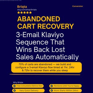 Abandoned Cart Recovery Emails, 3-Email Sequence for Shopify, WooCommerce, Klaviyo