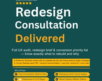 Website Redesign Consultation Report, Full UX Audit, Conversion Analysis, Redesign Brief, Structure Recommendations