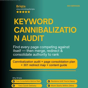 Keyword Cannibalization Audit, SEO Consolidation Plan, Competing Pages Analysis, Website Content Strategy Report
