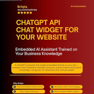 ChatGPT API Integration, Custom AI Chat Widget for Website, OpenAI Chatbot Development, Embed GPT Chat on Site