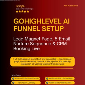 AI Lead Gen Funnel GoHighLevel, GHL Funnel With Lead Magnet Page, Email Sequence, Booking System, Full Setup Service