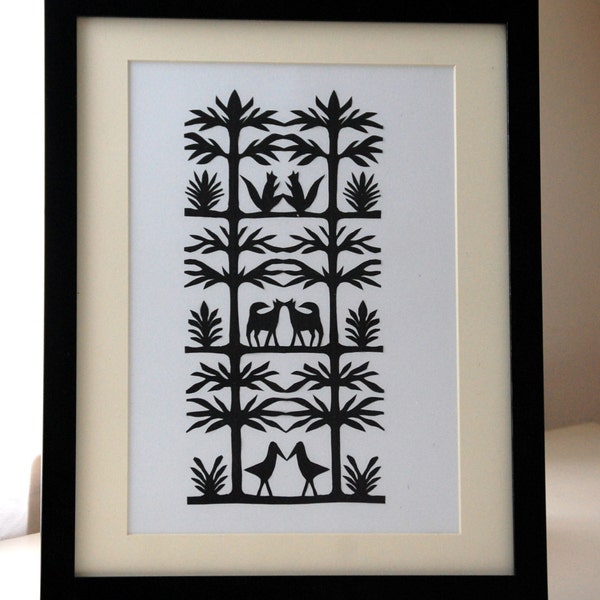 Original Papercut Wycinanki Polish Folk Art Collage The Forest