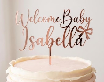 Adorno personalizado para tarta de baby shower / Letrero personalizado con el nombre del bebé